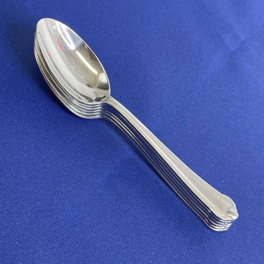 6 Mikasa CLASSICO SATIN Oval Soup Spoons Indonesia 18/0 Flatware‎ Silverware